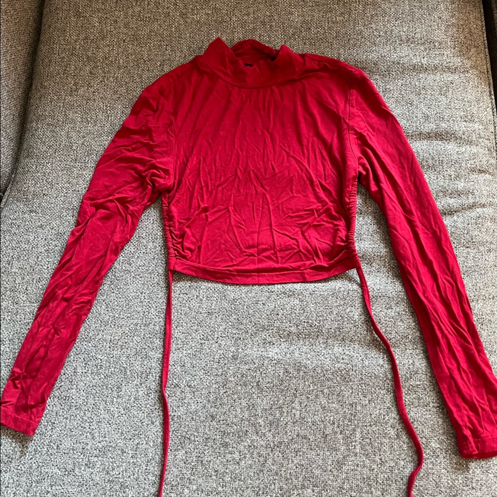 NEVER WORN Small Red Shein Backless Longsleeve Cropped Shirt